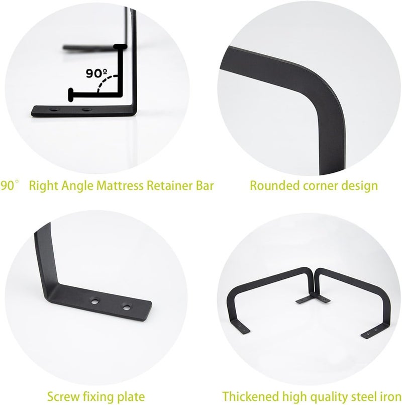 YZMLOL Mattress Slide Stopper (2 Pcs), Metal Retainer Bar, Bracket Prevents Mattress Sliding - Black - Image 3